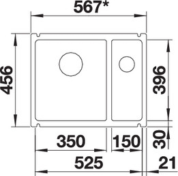   Blanco Subline 350/150-U Ceramic