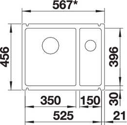   Blanco Subline 350/150-U Ceramic  523746